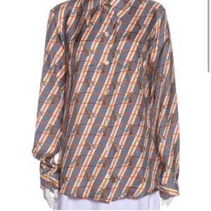 Gucci Giraffe Heritage Silk Twill Blouse in White size 44